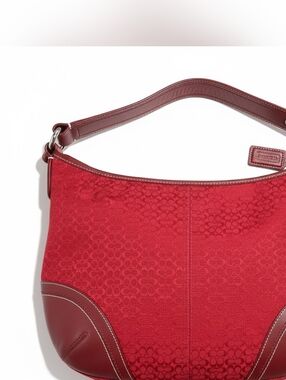 Vintage COACH Soho Cherry Red Canvas & Leather Handbag